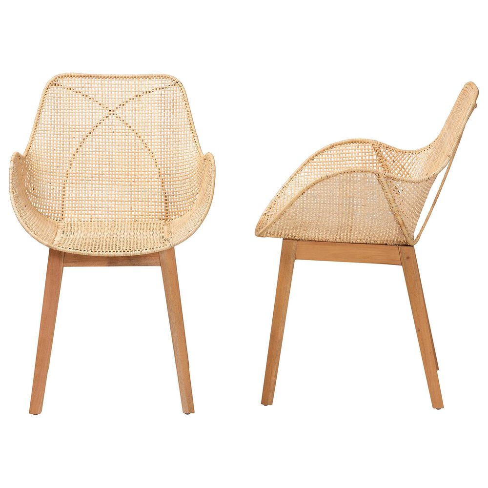 Baxton Studio Ballerina Arm Chair in Natural Brown (Set of 2), , large