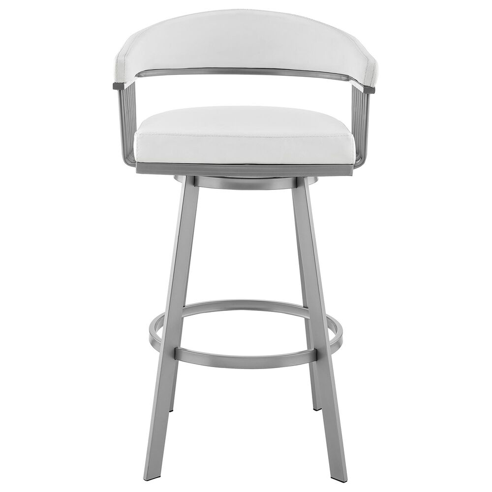 Blue River Bronson 26&quot; Swivel Counter Stool in White/Silver, , large