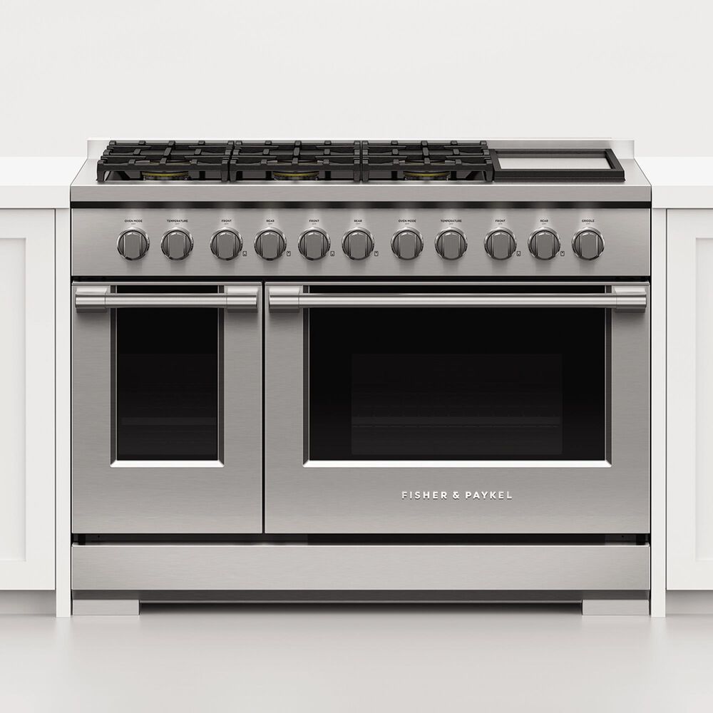 Fisher &amp; Paykel 48&quot; Freestanding Natural Gas Range with 6 Burners and Griddle in Stainless Steel, , large