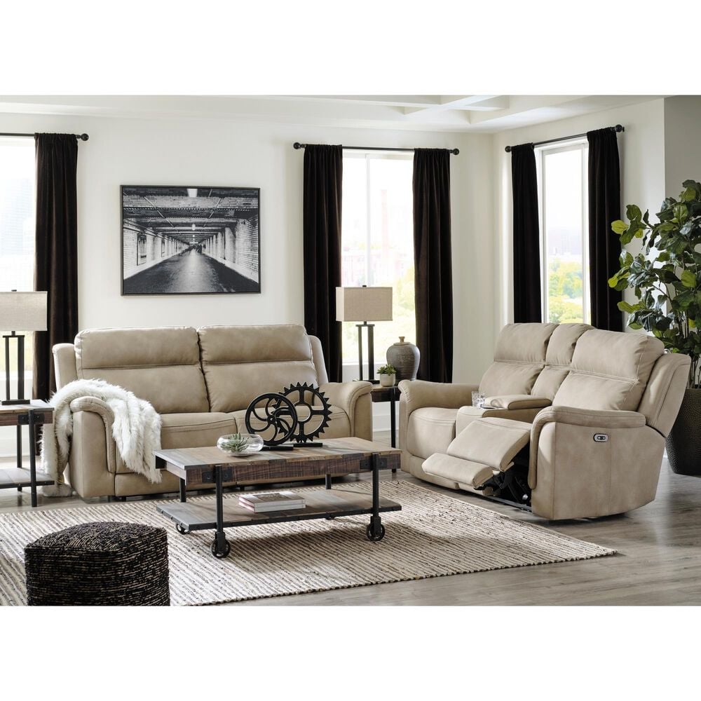 Ashley Next-Gen DuraPella Power Reclining Sofa with Power Headrest in Sand, , large