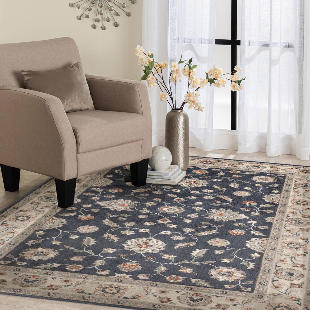 Central Oriental Minerva Maneli 5&#39; x 7&#39;3&quot; Vintage Blue and Alabaster Area Rug, , large