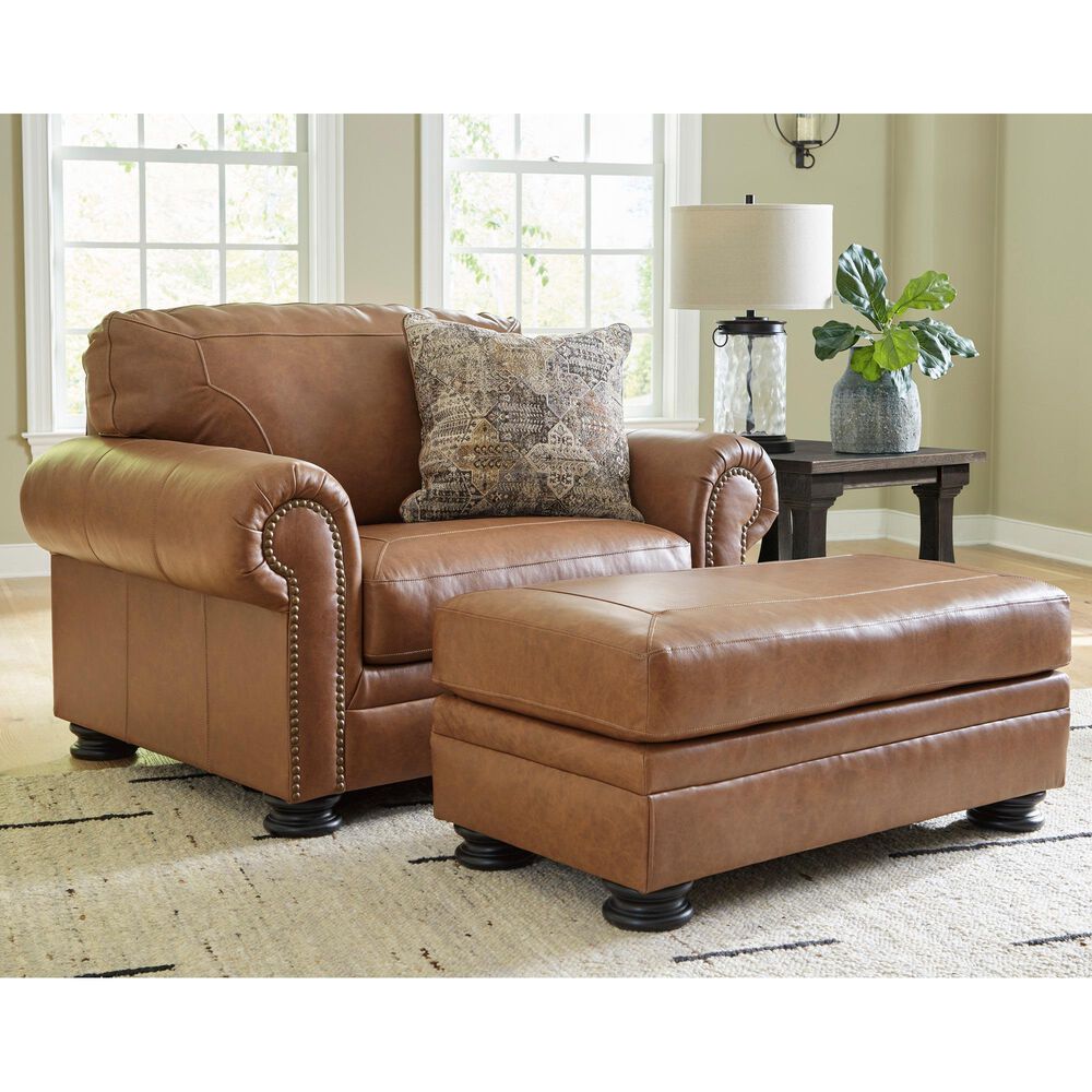 Ashley Carianna Stationary Chair and a Half with Ottoman Set in Caramel, , large