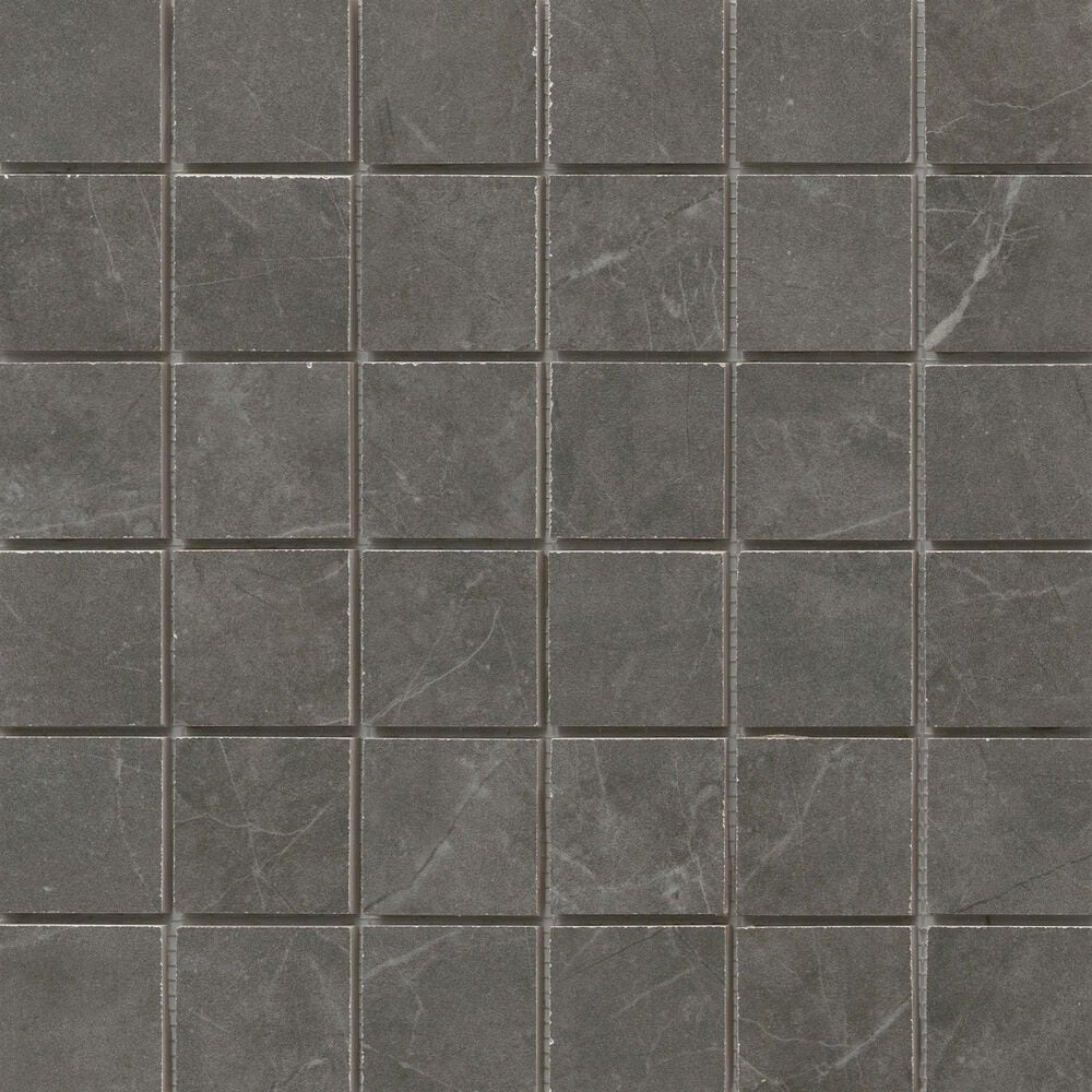 Emser Sterlina II Asphalt 2" x 2" Square on 12" x 12" Matte Porcelain Mosaic Sheet, , large