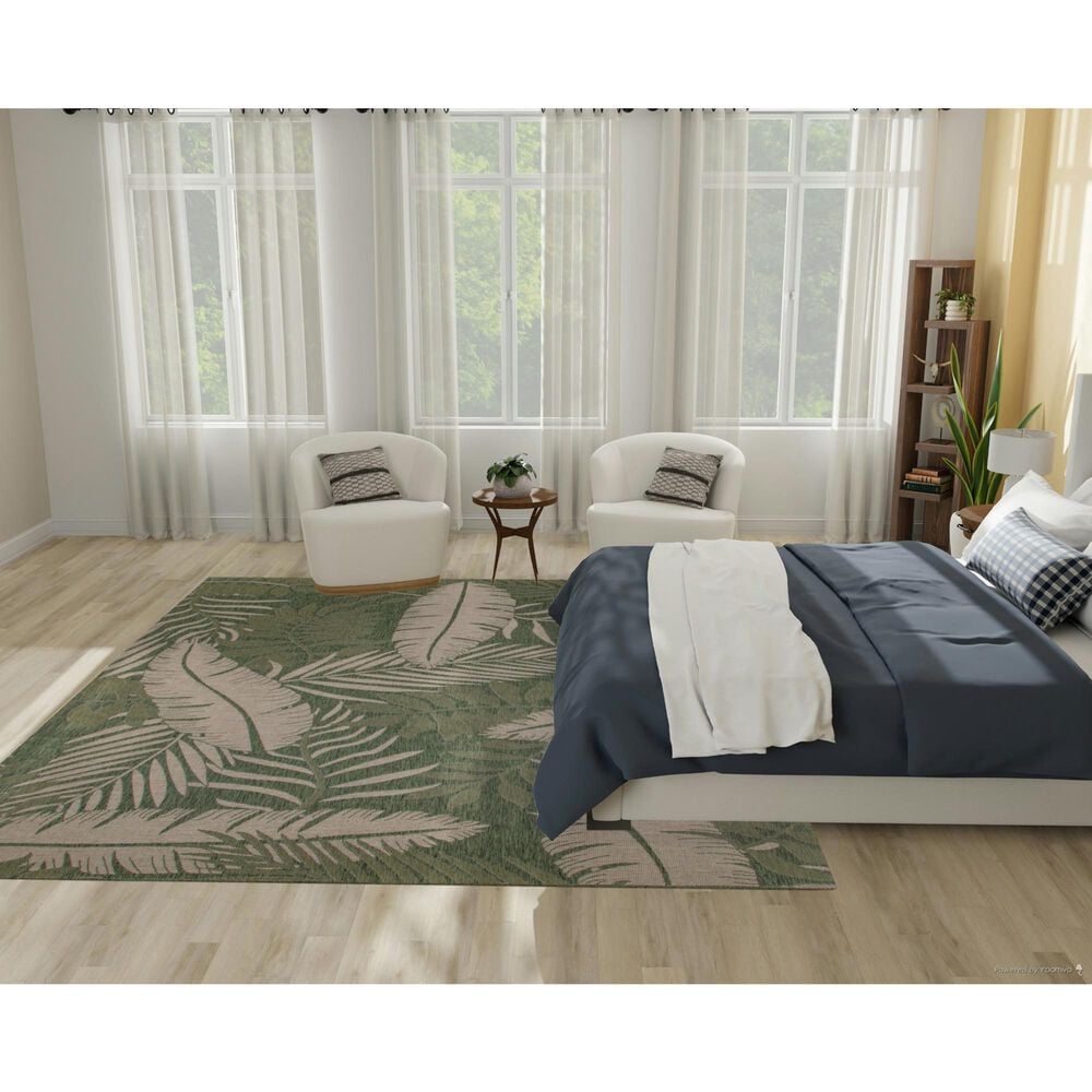 Nourison Garden Oasis GOA02 Green and Ivory 8&#39; x 10&#39; Indoor/Outdoor Area Rug, , large