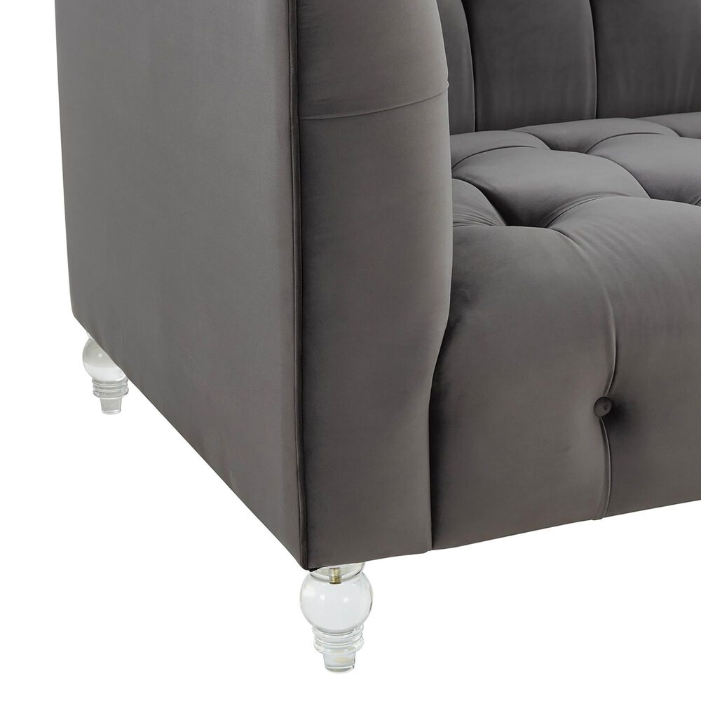 Tov Furniture Bea Stationary Loveseat in Grey Velvet, , large