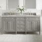 James Martin Vanities Brittany 72" Double Bathroom Vanity in Urban Gray with 3 cm Victorian Silver Quartz Top and Rectangular Sinks, , large