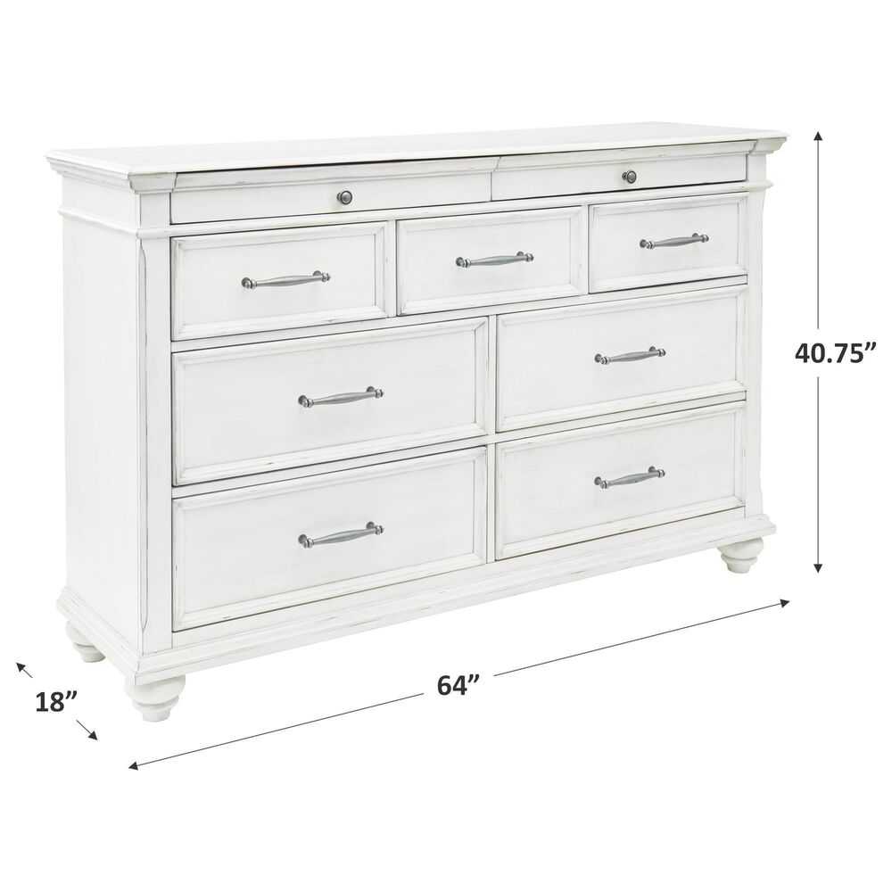 Ashley Kanwyn 9 Drawer Dresser in Distressed Whitewash, , large