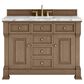 James Martin Vanities Brookfield 48" Single Bathroom Vanity in Pecan with 3 cm Carrara White Marble Top and Rectangular Sink, , large