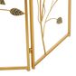 Maple and Jade Leaf Foldable Three Panel Fireplace Screen in Satin Gold, , large