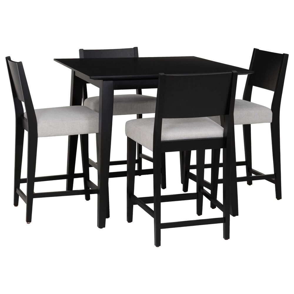 Linon Home Decor Cadence 5-Piece Counter Height Dining Set in Black Lacquer, , large