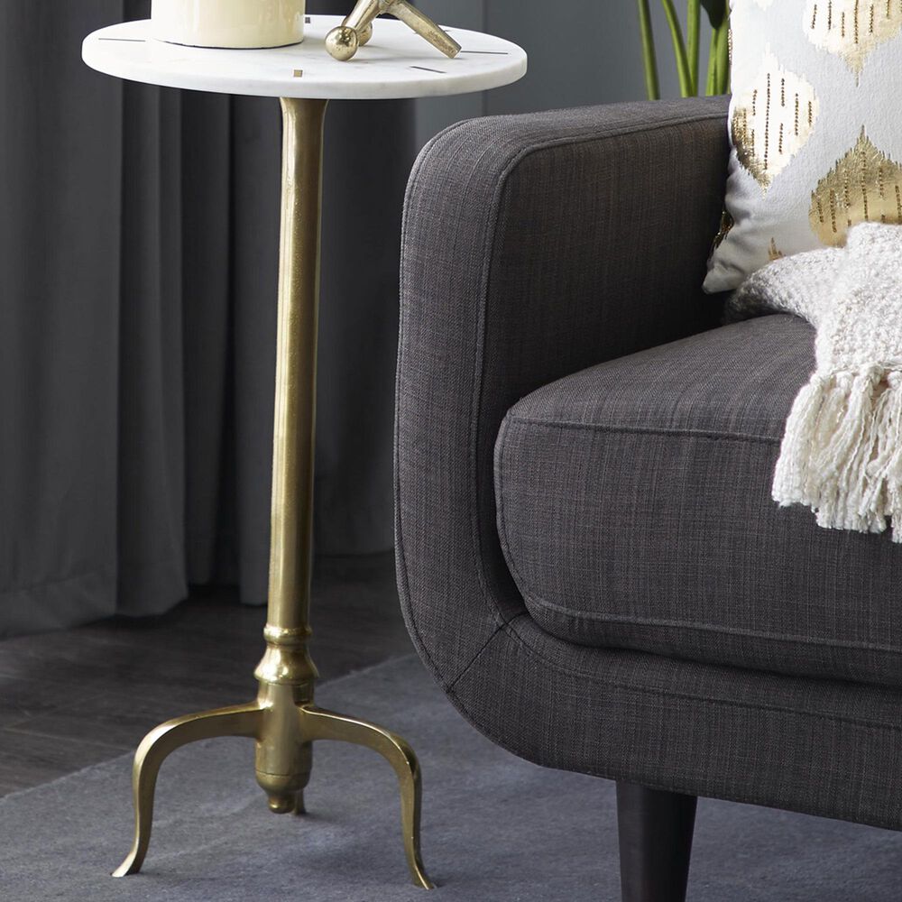 Maple and Jade 27&quot; Accent End Table in Gold and White, , large