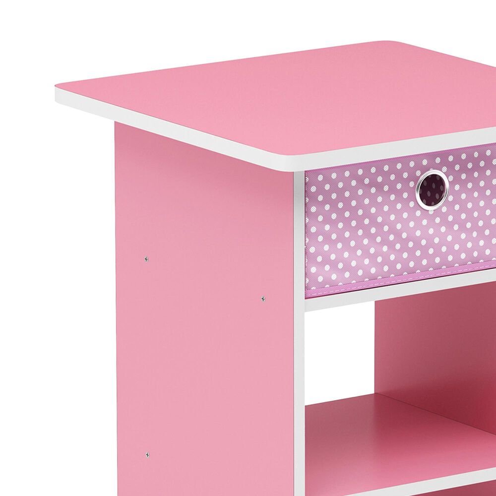 HOMLUX 1-Drawer Modern Nightstand with Open Shelf in Pink, , large