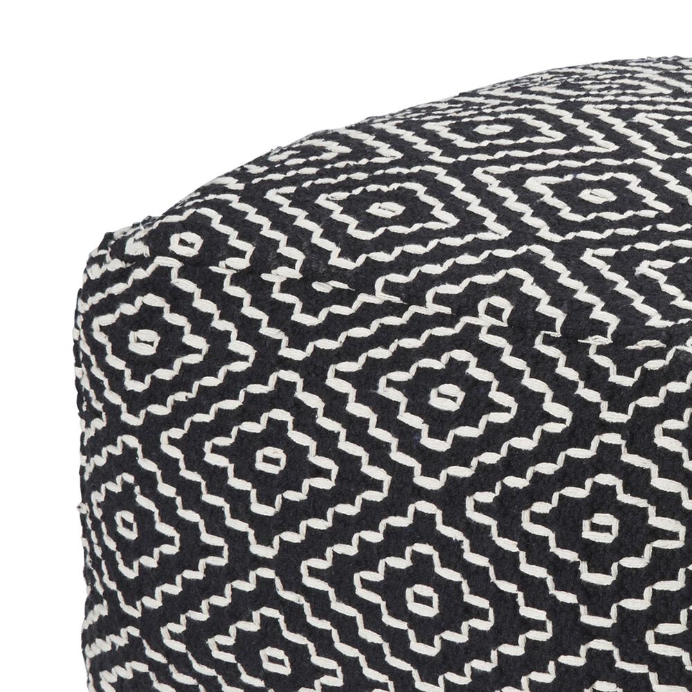 Ashley Jasett Pouf in Black and Ivory, , large
