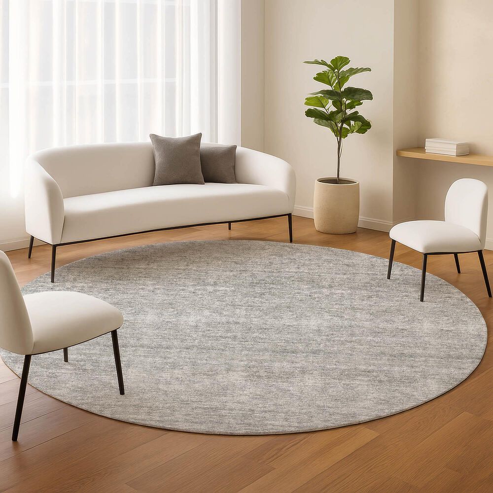 Dalyn Rug Company Soft Essentials Solid Silver 8' Round Indoor/Outdoor Area Rug, , large