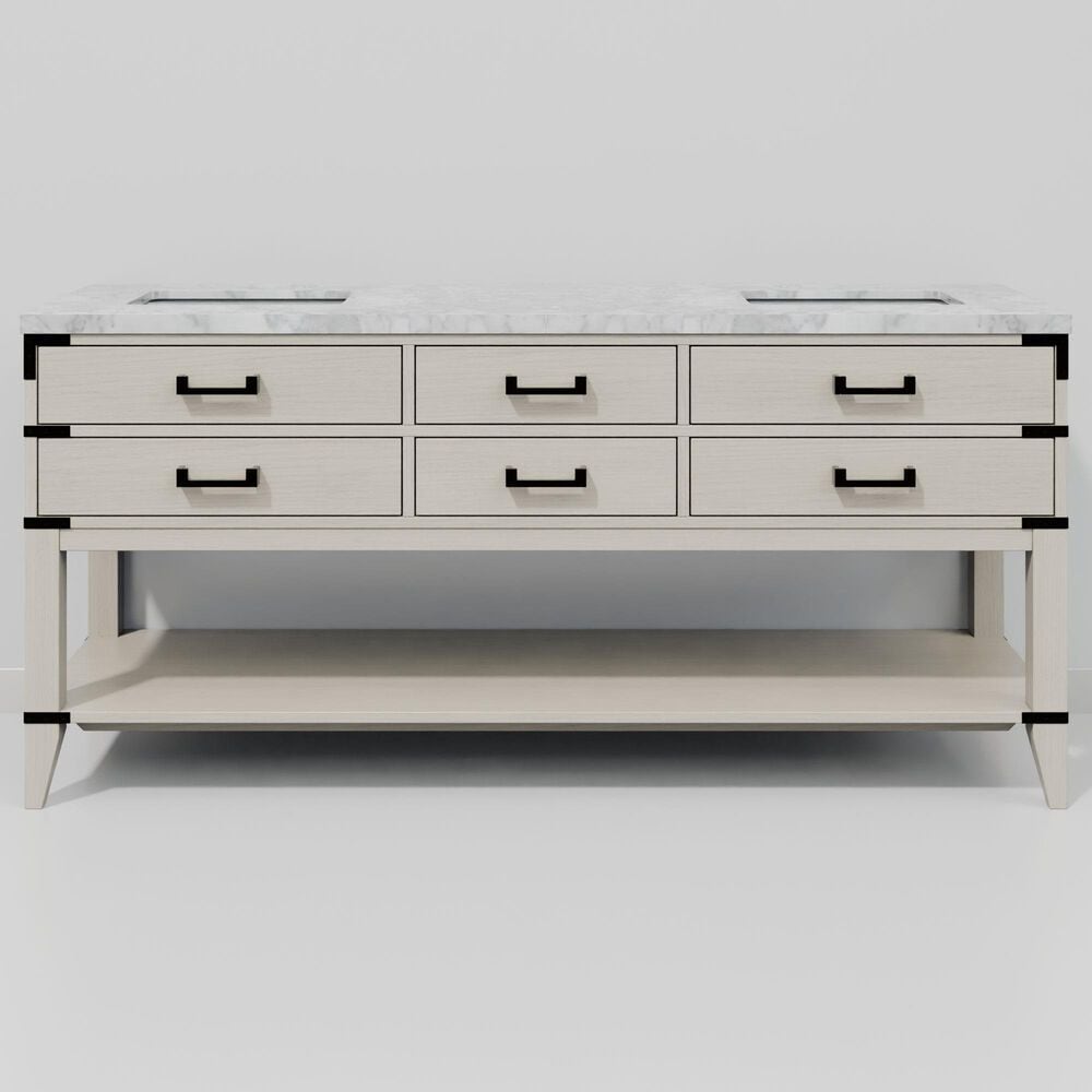 Lexora Home Norwalk 72&quot; Double Bathroom Vanity in White Oak with White Carrara Marble Top  and Rectangle Sink, , large