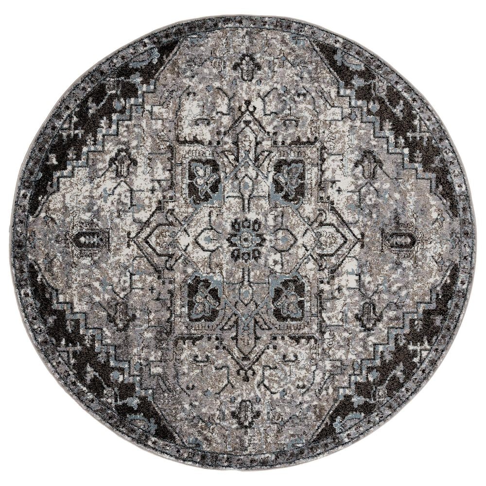 Amer Rugs Alexandria 6&#39;7&quot; Round Ivory and Gray Area Rug, , large