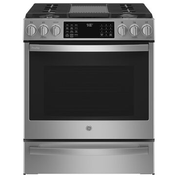 GE Profile 30" Smart Slide-In Front-Control Gas Range in Fingerprint Resistant Stainless Steel, , large