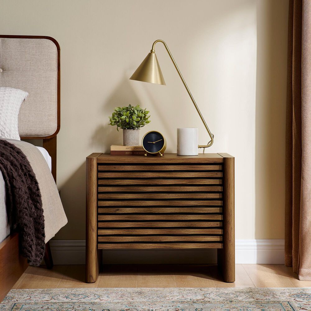 Modway Emric Wave 2 Drawer Nightstand in Walnut, , large
