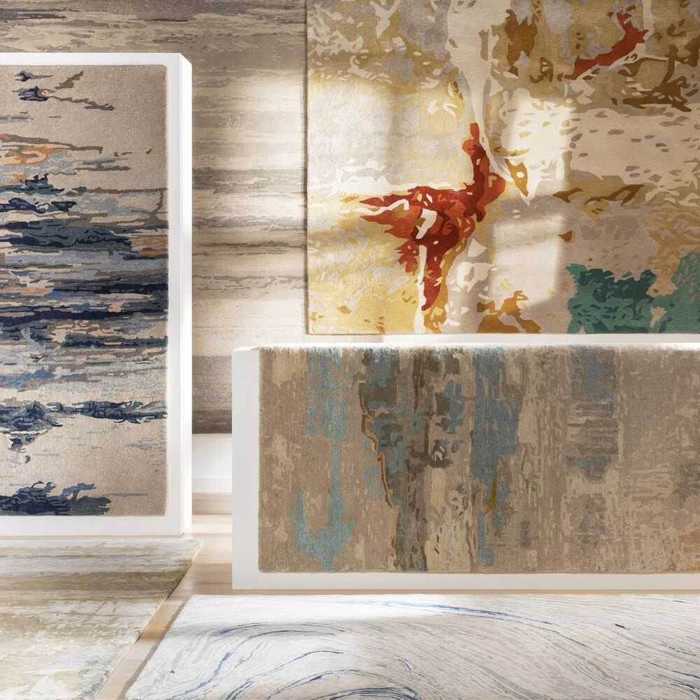 Surya Kavita 8&#39; x 10&#39; Medium Gray, Ink Blue, Deep Teal, Dark Brown, Dusty Pink, Beige and Brick Red Area Rug, , large