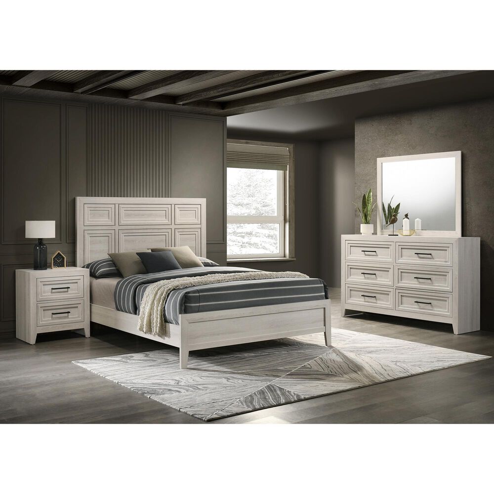 Crown Mark Lorraine 6 Drawer Dresser and Mirror in Antique White, , large