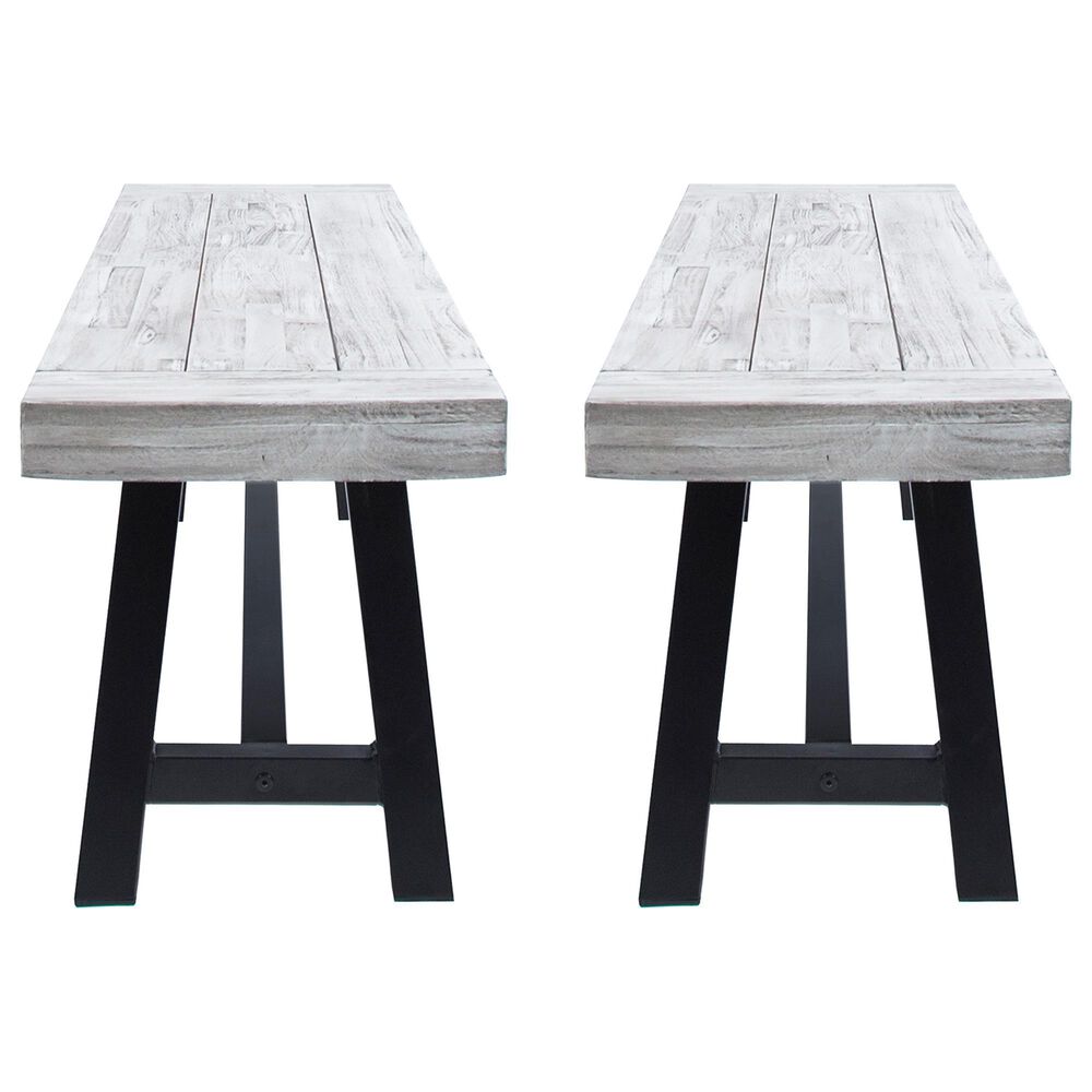 HOMLUX Carlisle Outdoor Bench in Light Gray and Black (Set of 2), , large