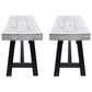 HOMLUX Carlisle Outdoor Bench in Light Gray and Black (Set of 2), , large