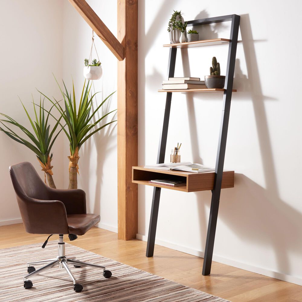 Safavieh Kamy 2-Shelf Leaning Desk in Natural/Charcoal, , large