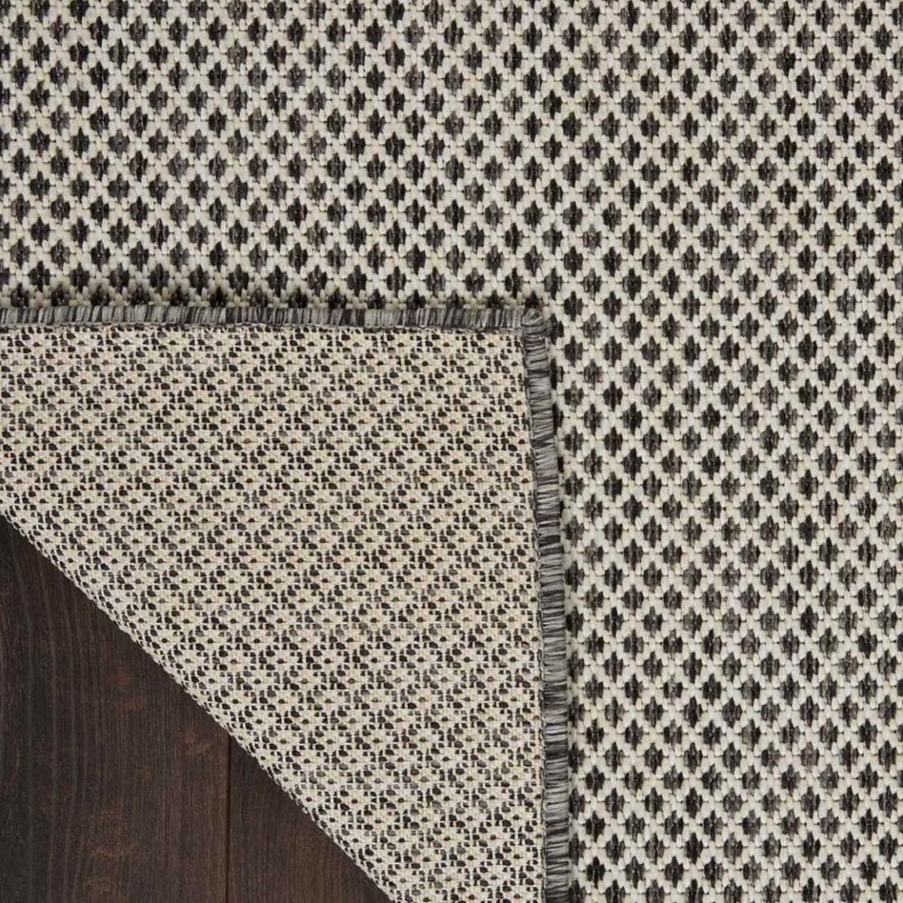 Nourison Courtyard Ivory and Charcoal 8&#39; x 10&#39; Indoor/Outdoor Area Rug, , large