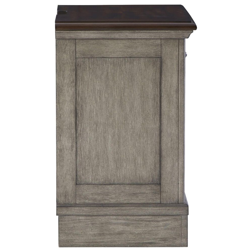 Ashley Lodenbay 3 Drawer Nightstand in Antiqued Gray and Walnut Brown, , large