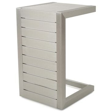 Hearth and Haven Cape Coral C-Shaped Patio Side Table in Silver, , large