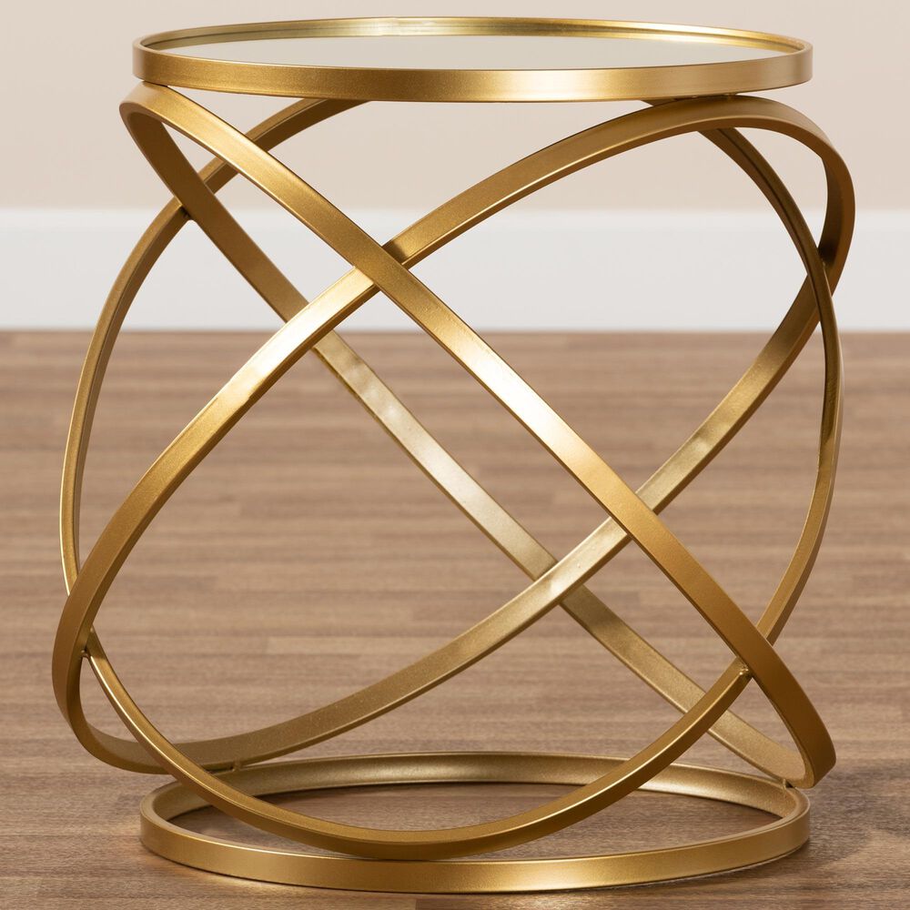 Baxton Studio Desma End Table in Brushed Gold, , large