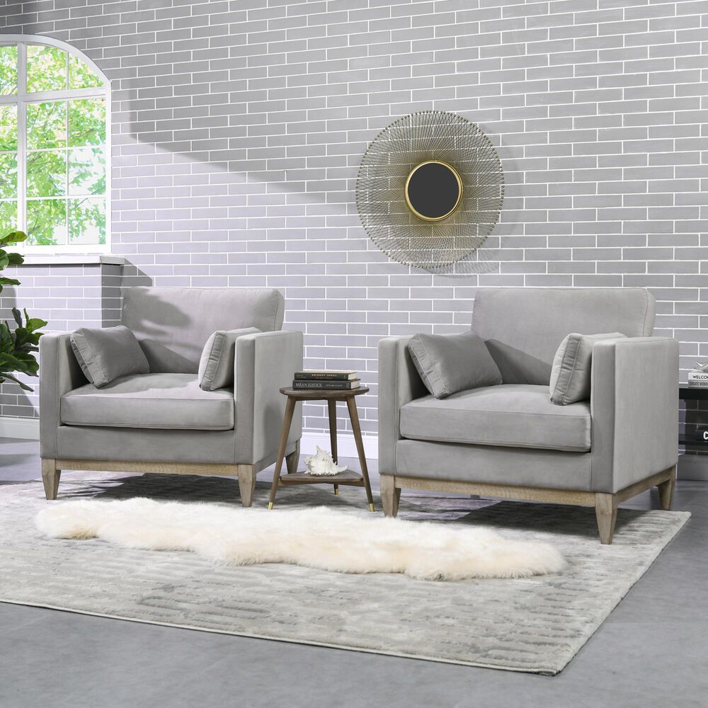 Jennifer Taylor Home Knox Arm Chair in Opal Grey Velvet, , large
