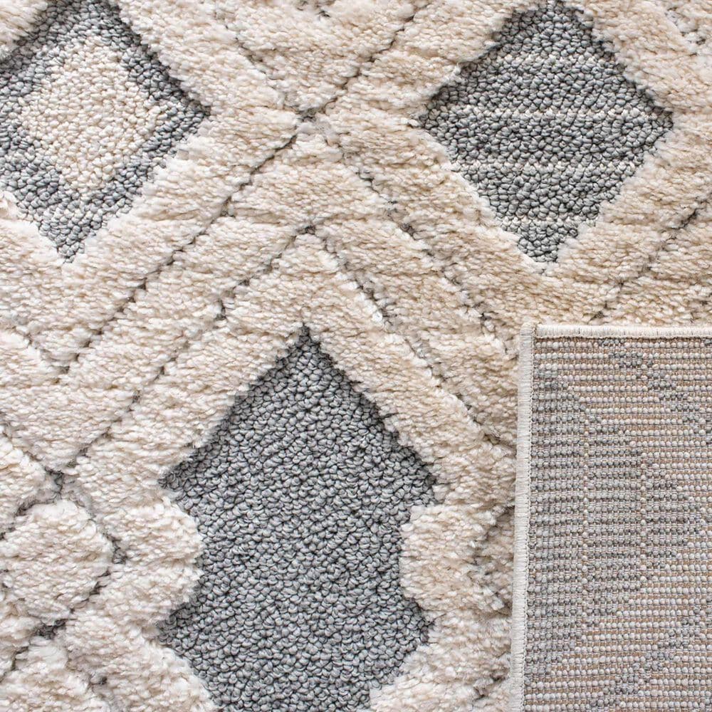 Safavieh Martha Stewart Lucia Shag MSR0728A 5&#39;1&quot; x 7&#39;6&quot; White and Light Grey Area Rug, , large