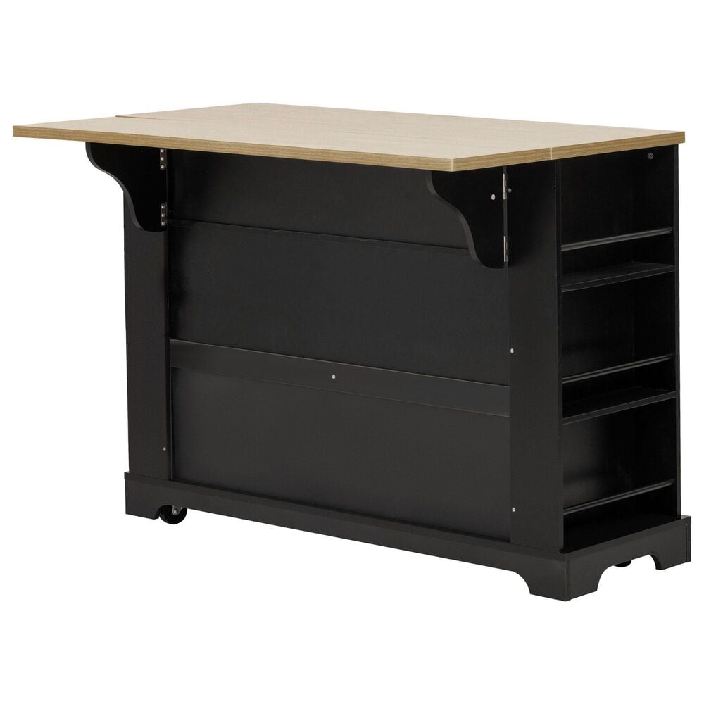 HOMLUX 51" Kitchen Island with Pull Out Trash Can Storage in Black, , large