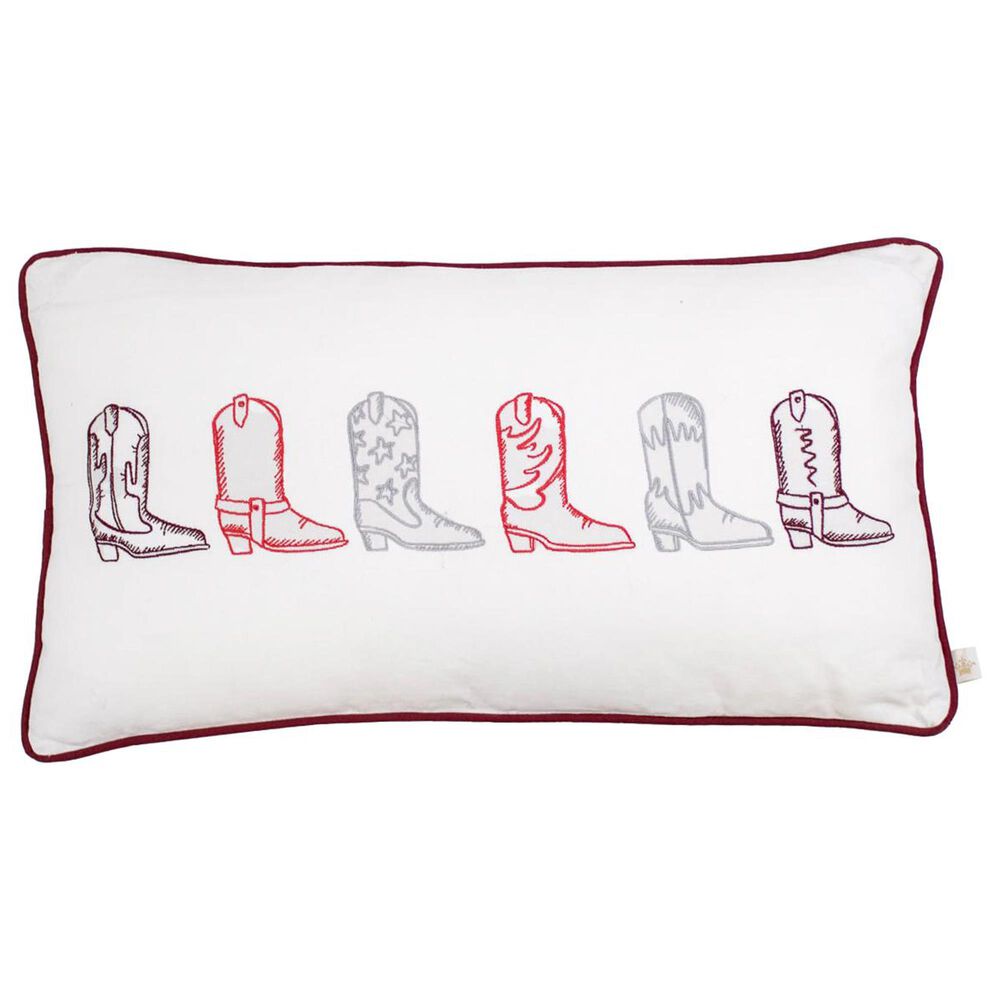 The Royal Standard Gameday 12.5" x 22.5" Howdy Girl Embroidered Lumbar Throw Pillow in Soft White and Multicolor, , large