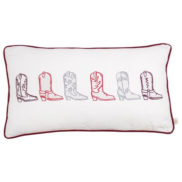 The Royal Standard Gameday 12.5" x 22.5" Howdy Girl Embroidered Lumbar Throw Pillow in Soft White and Multicolor, , large