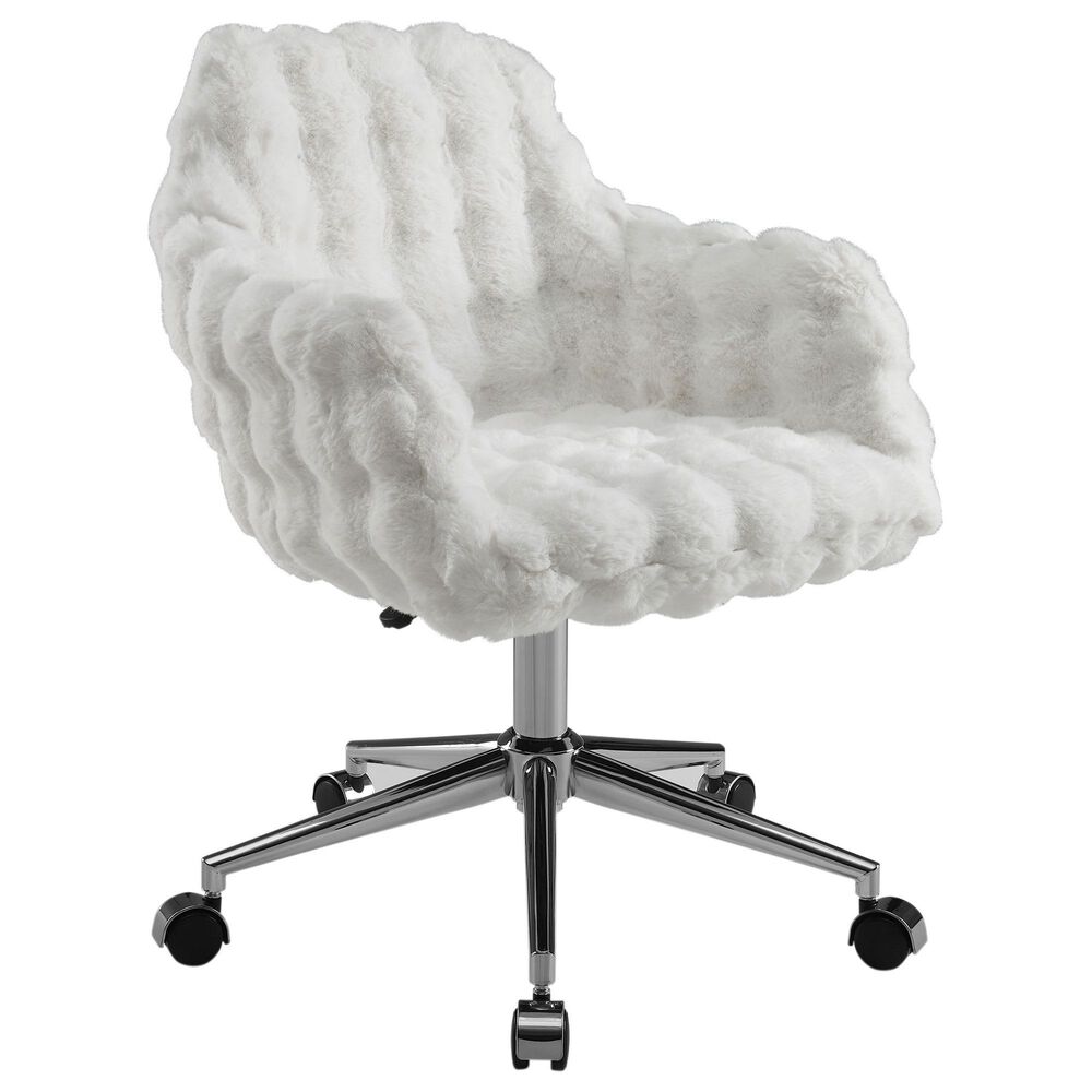 Linon Home Decor Fiona Office Chair with White Cloud Bubble Cushion in Silver, , large