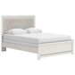 Ashley Zuraleus Queen Upholstered Panel Bed with Two Nightstands in Matte White, , large
