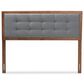 Baxton Studio Sarine Full Panel Headboard with Dark Grey Upholstered in Walnut Brown, , large