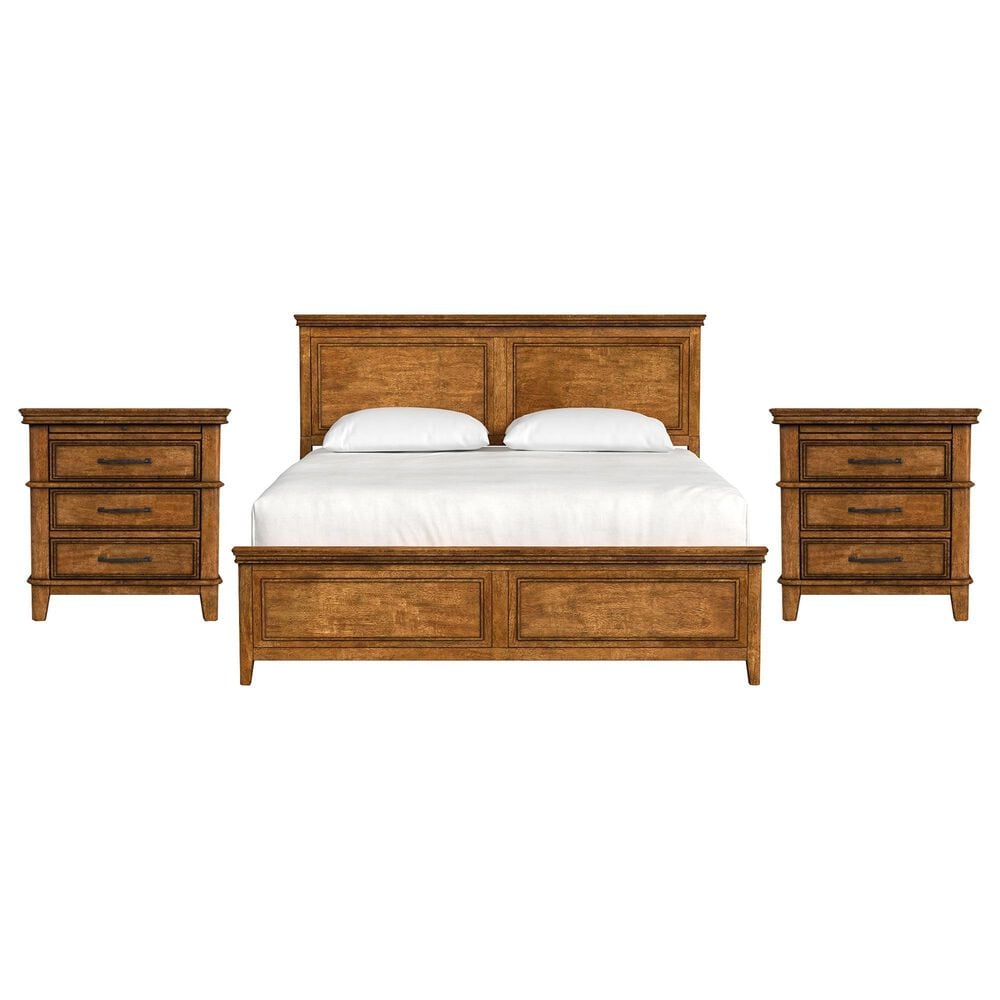 A-America Bandalier Queen Bed with Two Nightstands in Warm Russet, , large