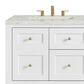 James Martin Vanities Breckenridge 60" Double Bathroom Vanity in Bright White with 3 cm Victorian Silver Quartz Top and Rectangular Sinks, , large