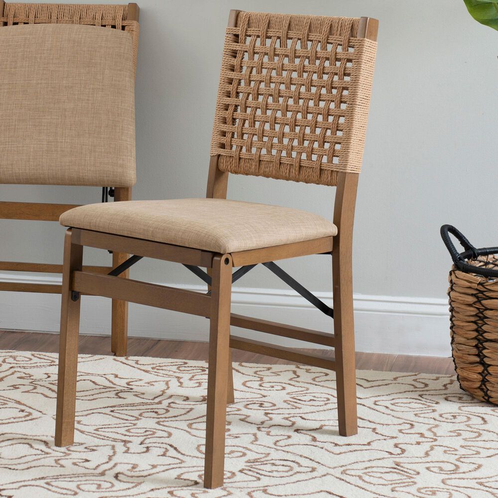 Linon Home Decor Norwich Woven Folding Chair in Natural, , large