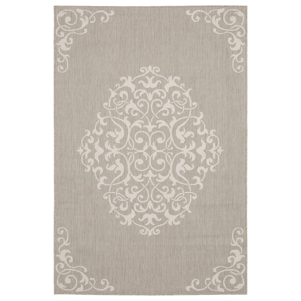 Oriental Weavers Portofino Medallion 6649W 5'3" x 7'3" Gray and Ivory Area Rug, , large