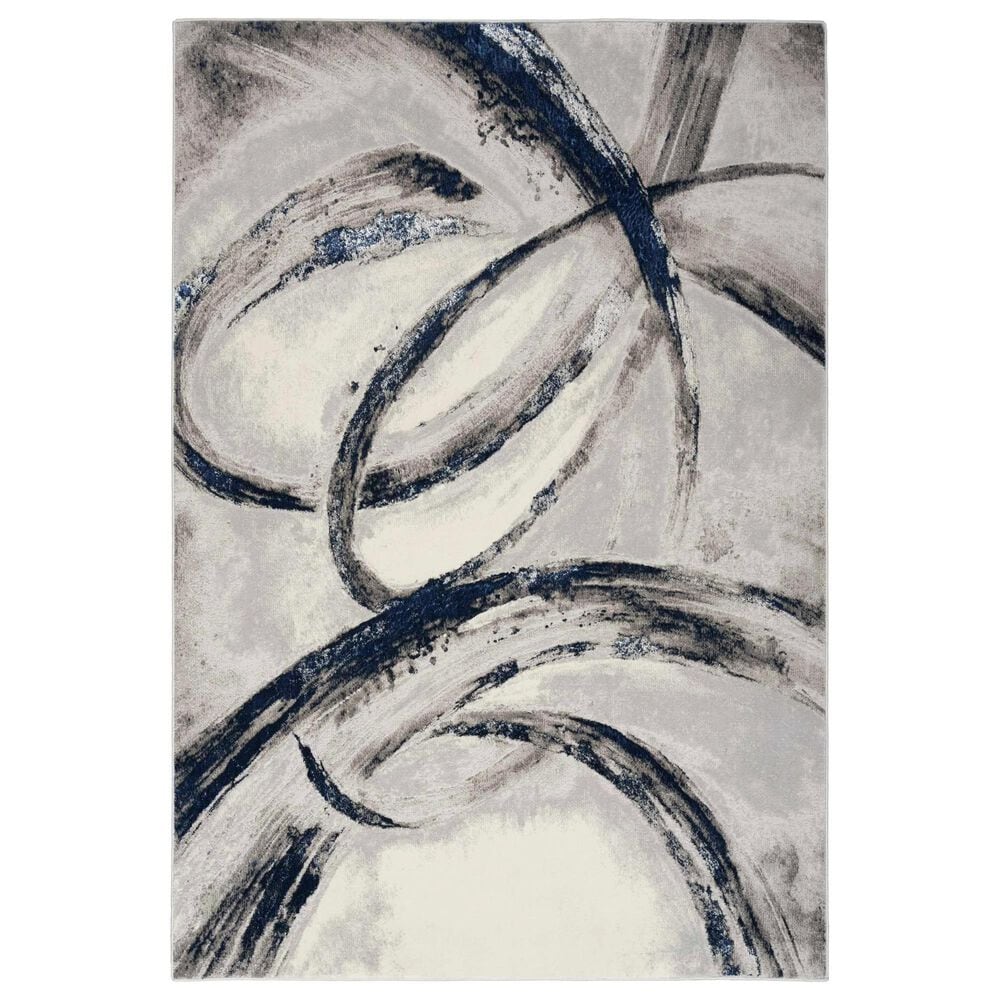 Nourison Brushstrokes 2"2" x 7"6" Grey and Navy Runner, , large