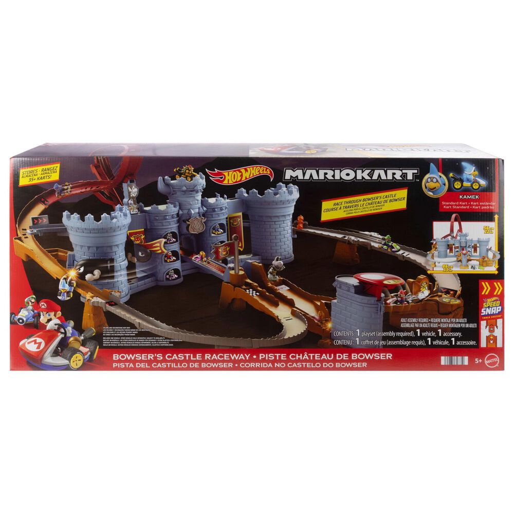 Hot Wheels Mario Kart Bowser&#39;s Castle Track Set in Multicolor, , large