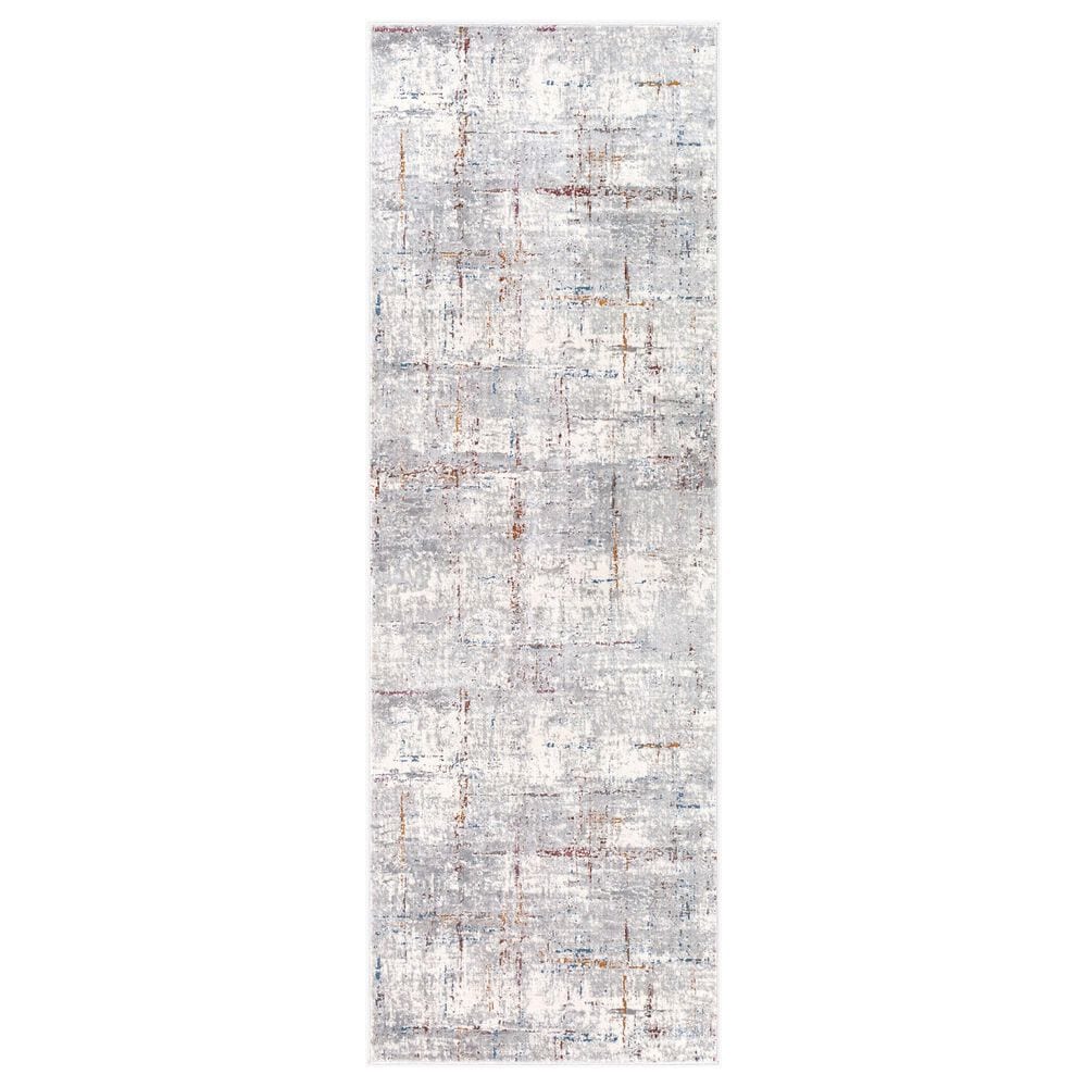 Surya Aisha 2"7" x 7"7" Charcoal, Gray, Dark Blue, Off-White, Burgandy and Burnt Orange Runner, , large