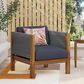 Hearth and Haven Laurel Outdoor Rattan Club Chair with Gray Cushion in Teak, , large
