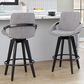 LumiSource Cosmo 26" Swivel Counter Stool with Grey Upholstery in Black (Set of 2), , large