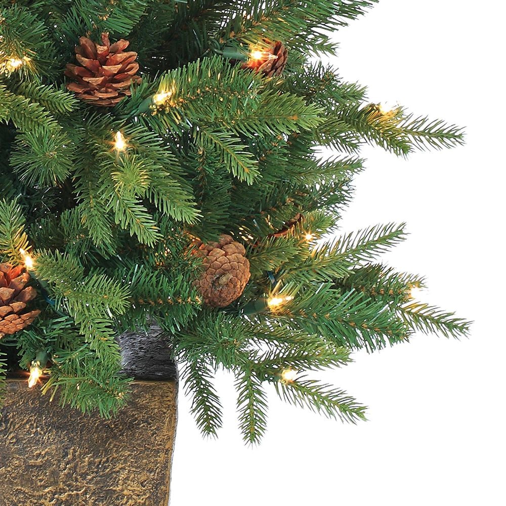 The Gerson Company 4&#39; Potted Pre-Lit Artificial Georgia Pine with White LED Lights in Green, , large