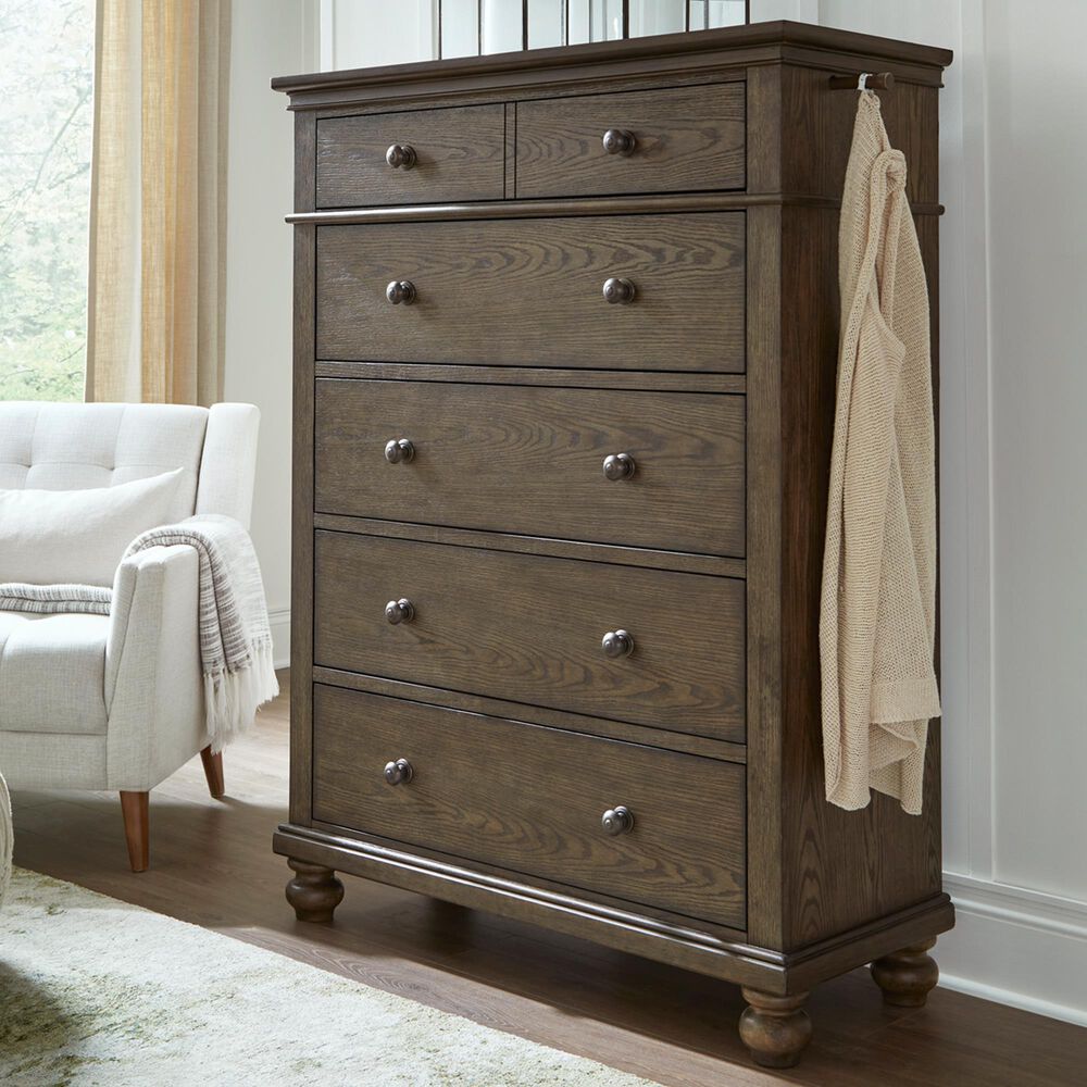 Riva Ridge Oxford 5-Drawer Chest in Cocoa, , large